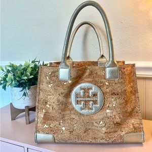 Tory Burch Ella Cork & Metallic Tote